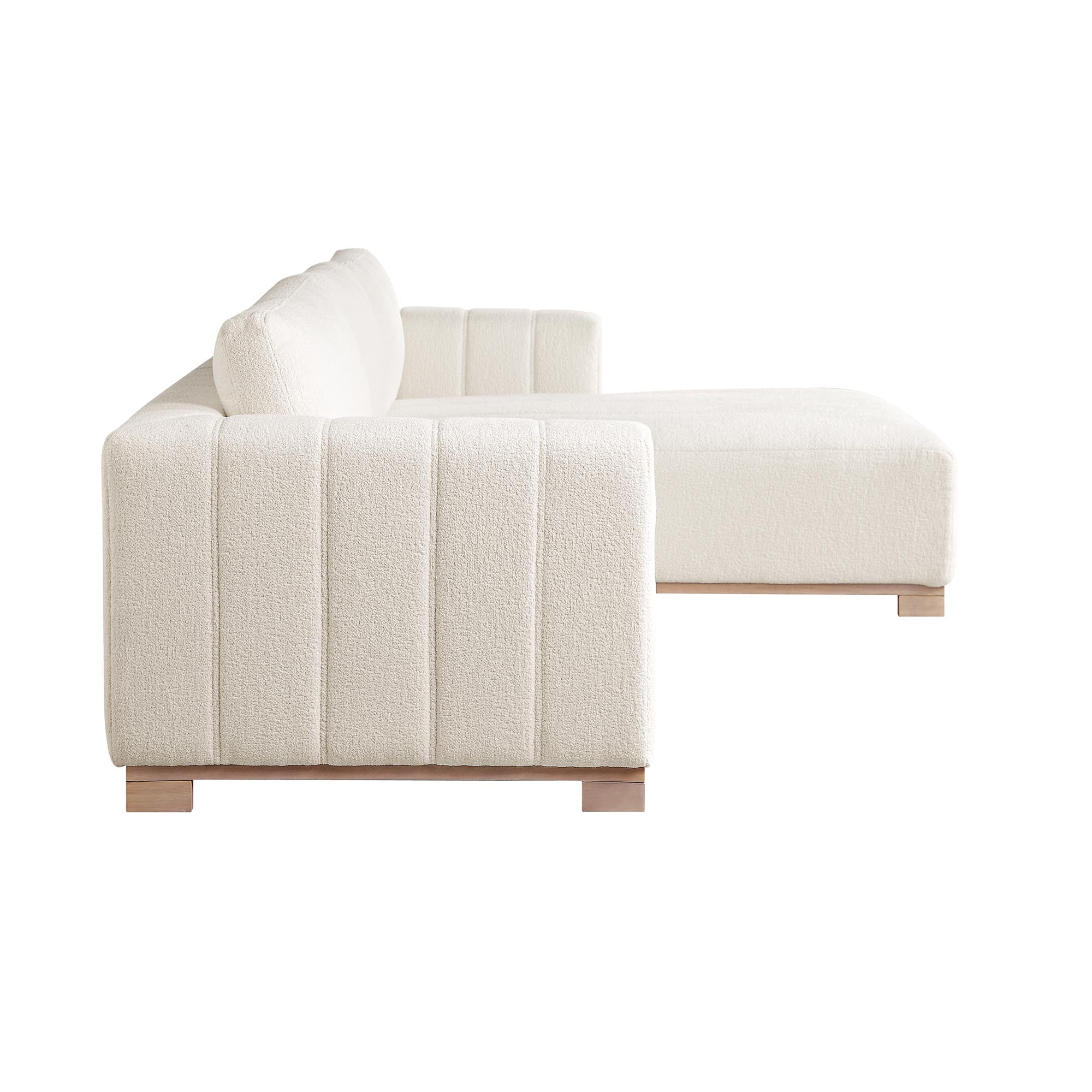belsize beige boucle sofa with wooden base, large chaise right hand facing belsize beige boucle sofa with wooden base, large chaise right hand facing