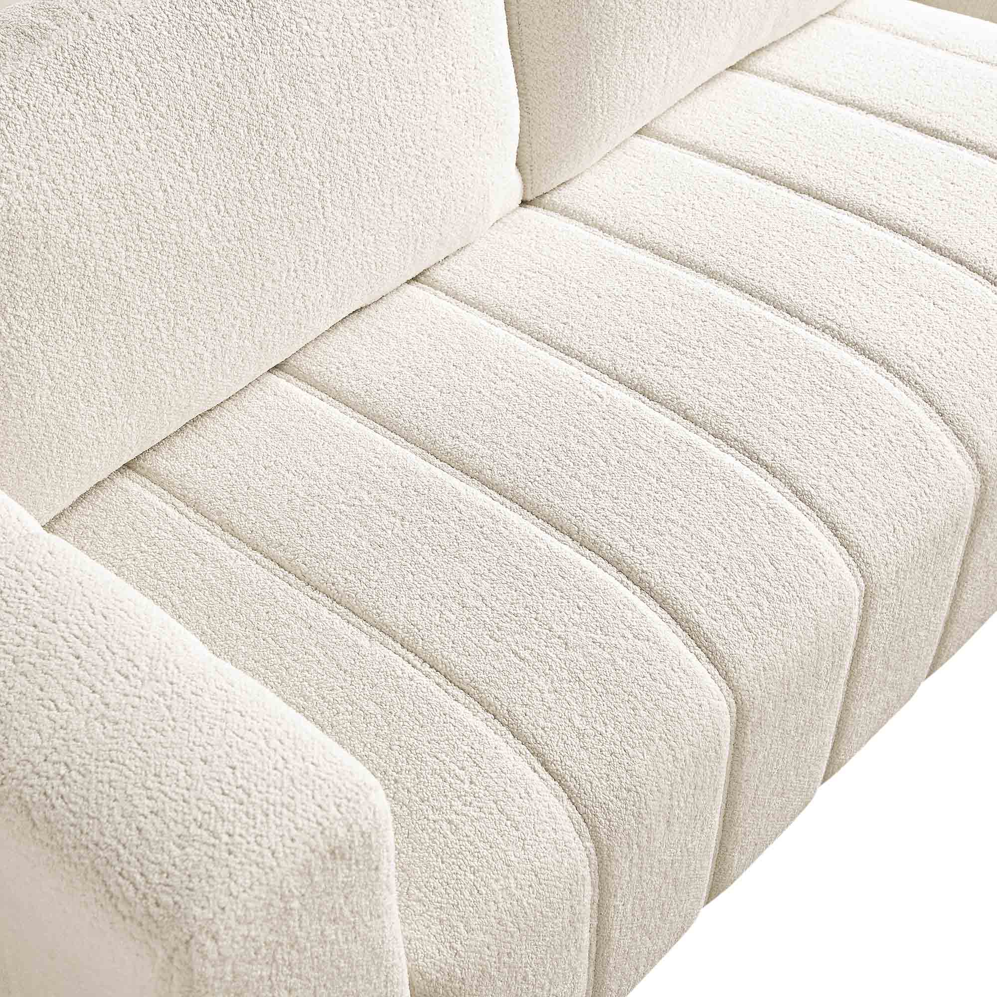 belsize beige boucle sofa with wooden base, large chaise right hand facing belsize beige boucle sofa with wooden base, large chaise right hand facing