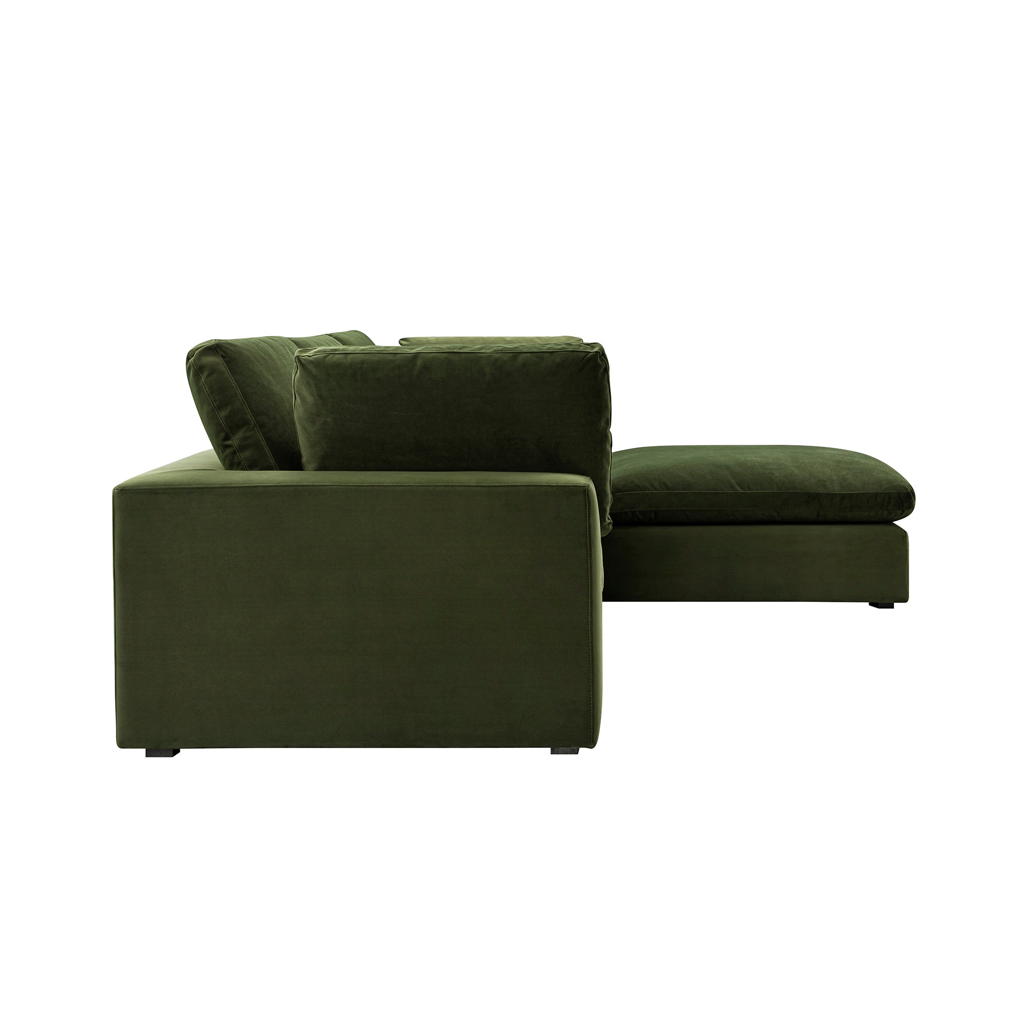 lutyens moss green velvet sectional sofa, 3 piece chaise lutyens moss green velvet sectional sofa, 3 piece chaise