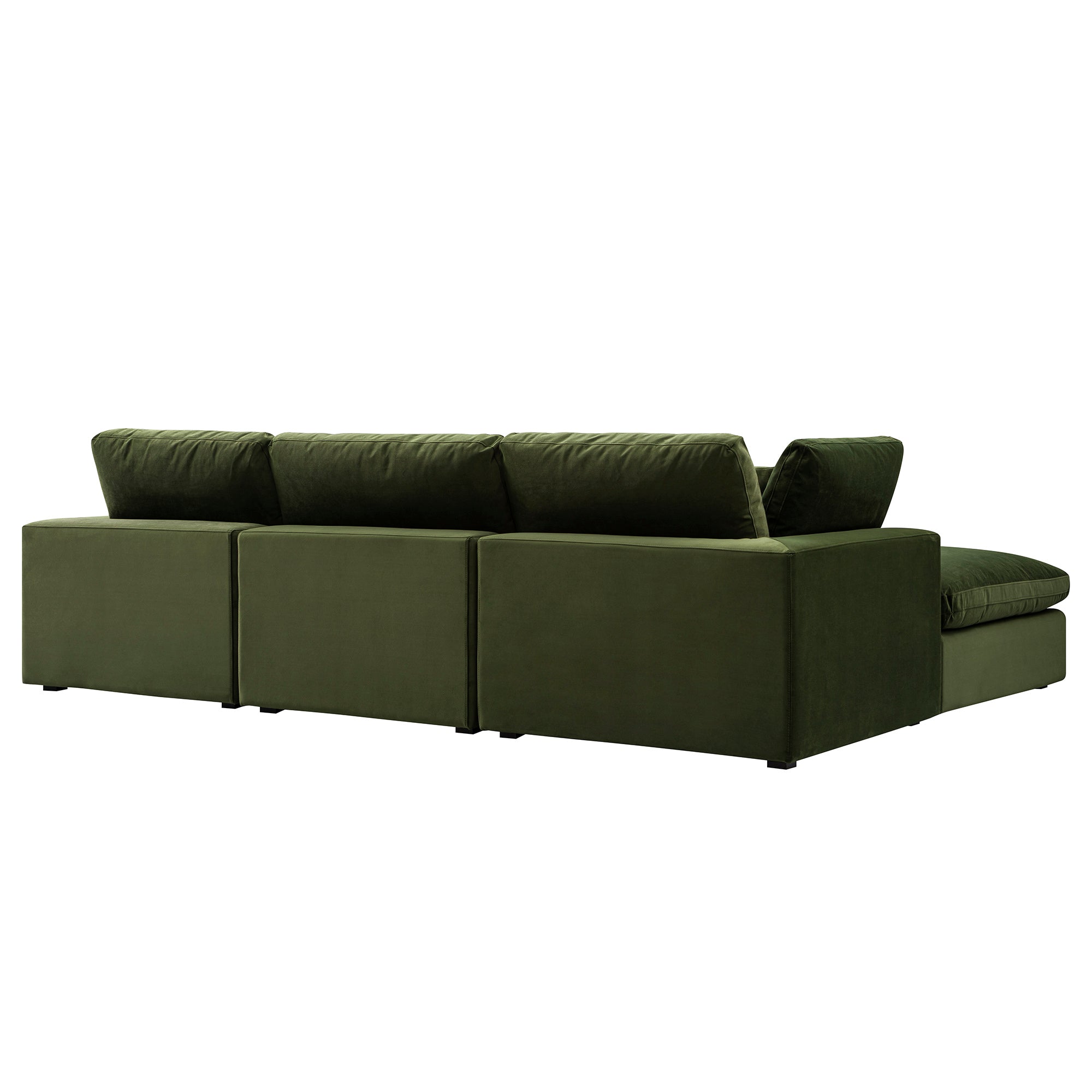 lutyens moss green velvet sectional sofa, 3 piece chaise lutyens moss green velvet sectional sofa, 3 piece chaise