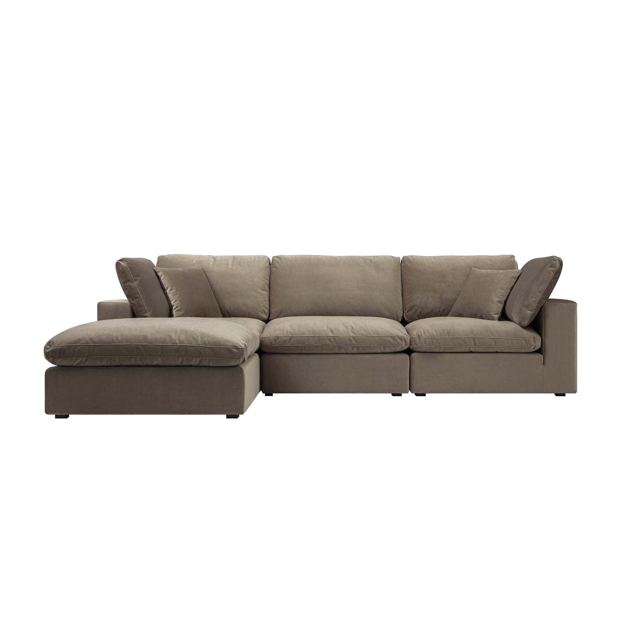 lutyens taupe velvet sectional sofa, 3 piece chaise lutyens taupe velvet sectional sofa, 3 piece chaise