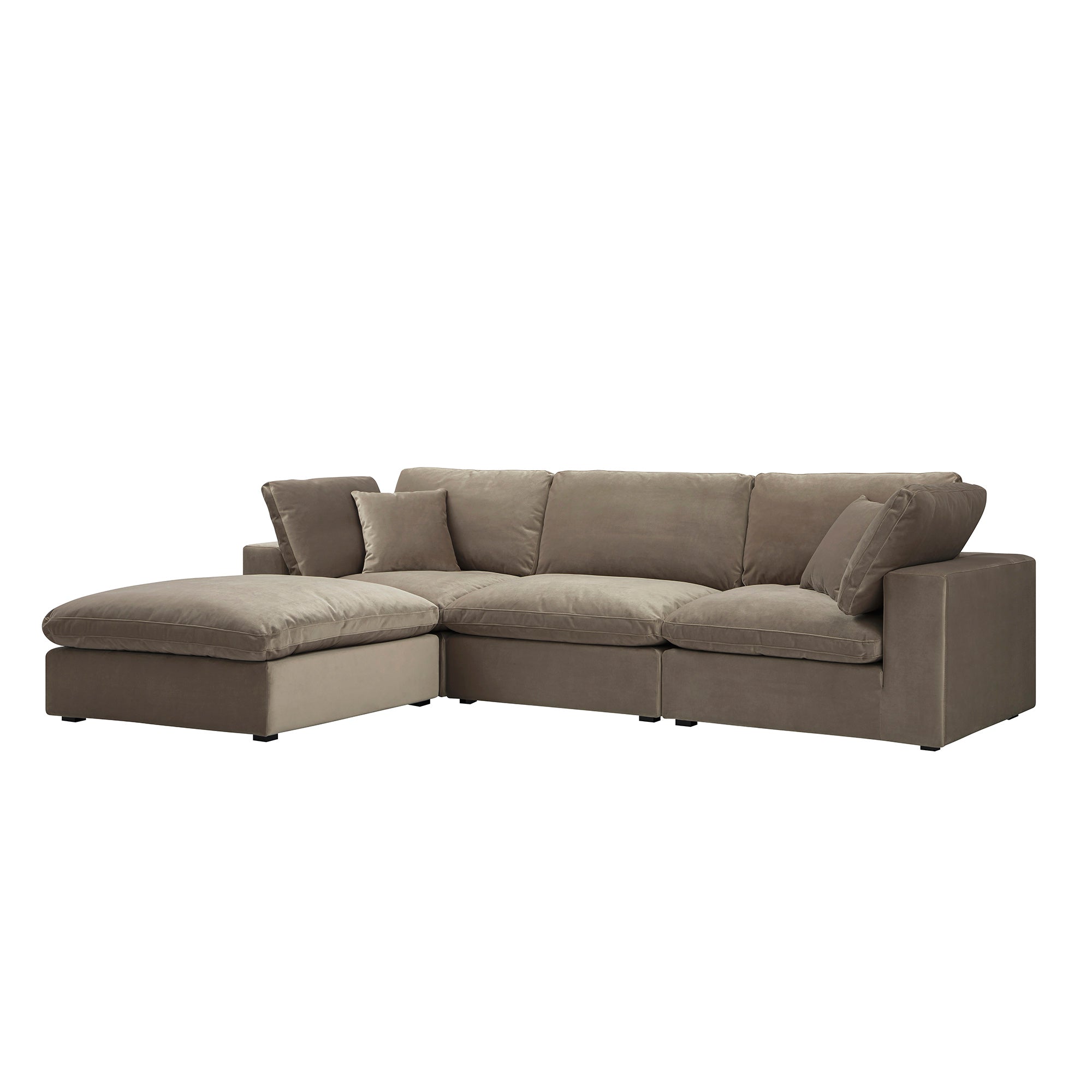 lutyens taupe velvet sectional sofa, 3 piece chaise lutyens taupe velvet sectional sofa, 3 piece chaise