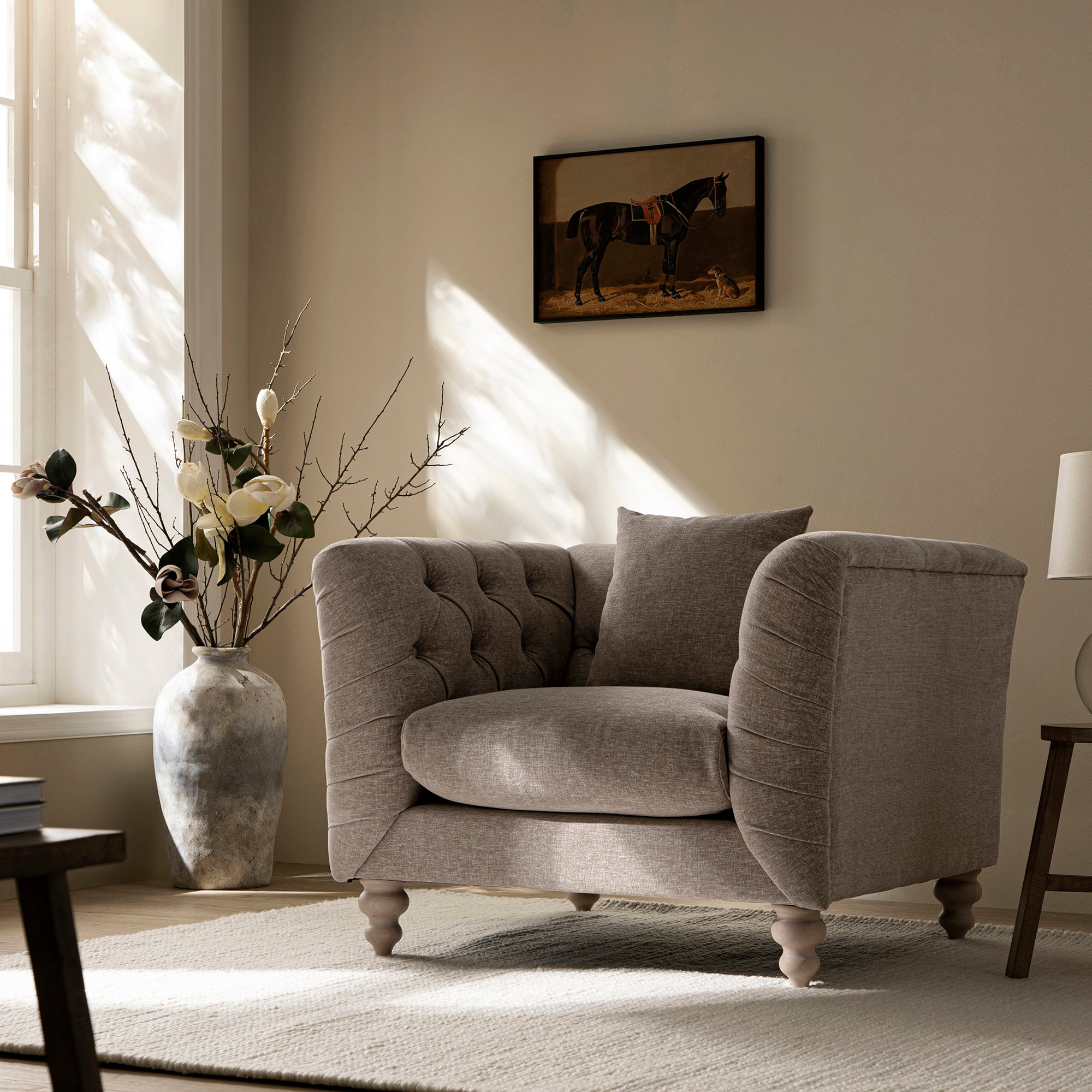 ashby chesterfield armchair, taupe chenille ashby chesterfield armchair, taupe chenille