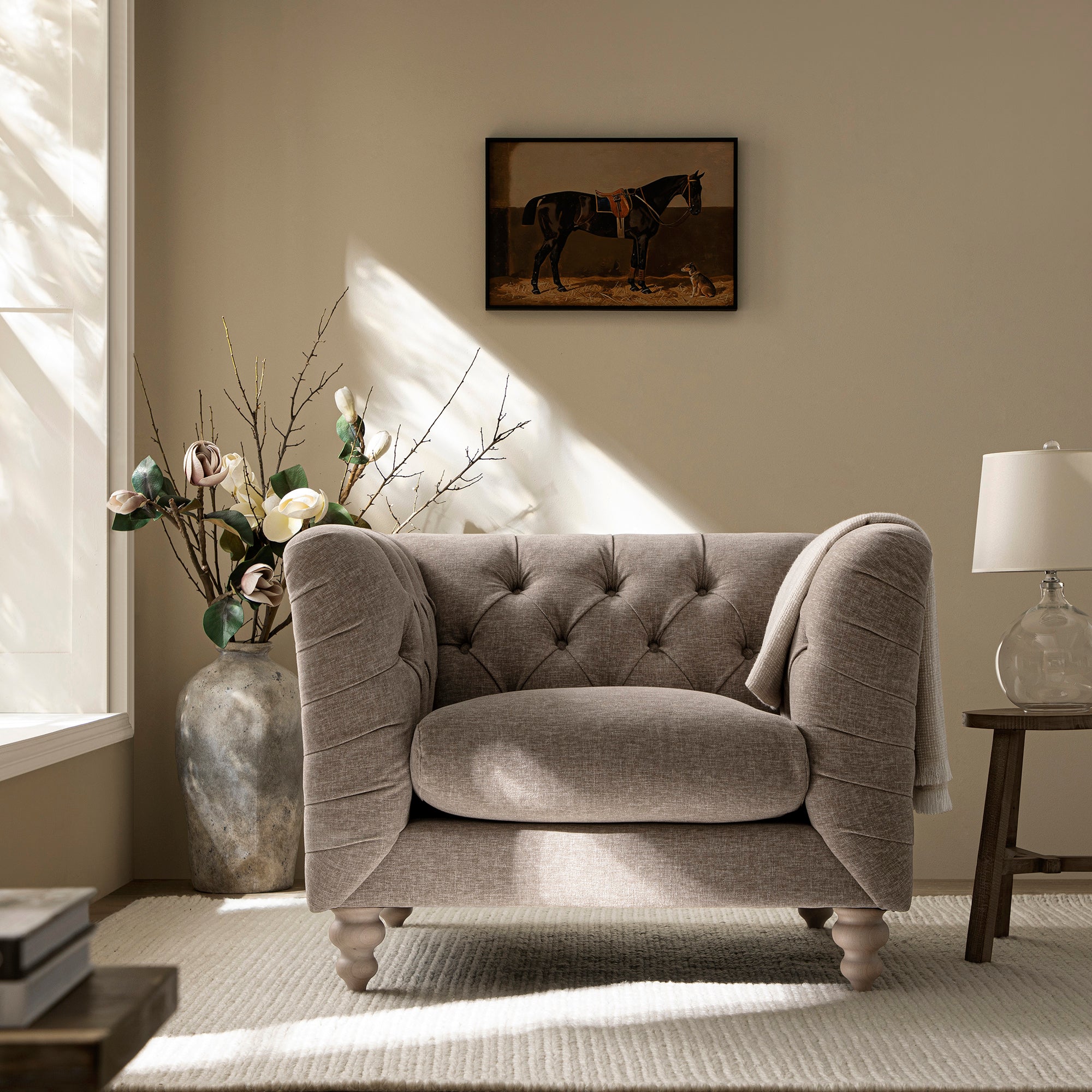 ashby chesterfield armchair, taupe chenille ashby chesterfield armchair, taupe chenille