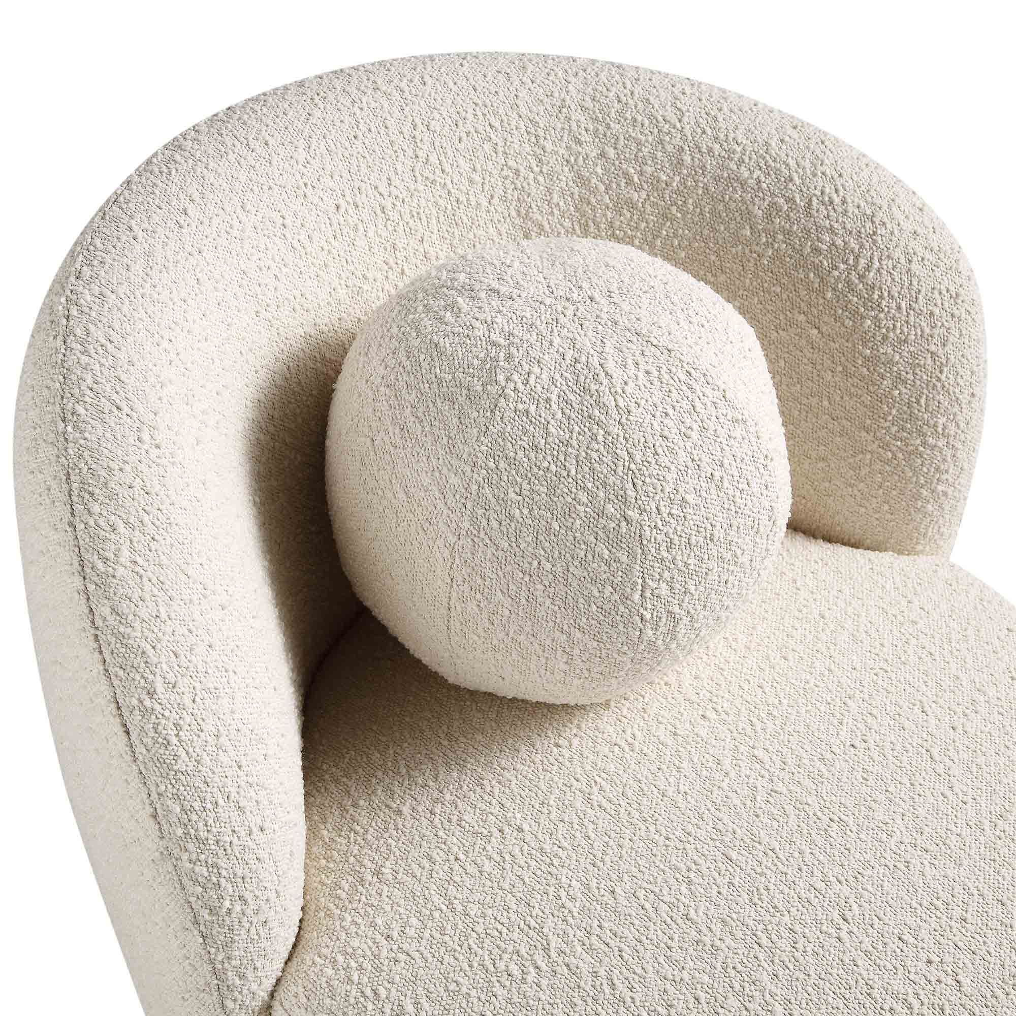 amboise armchair with ball cushion, ecru boucle amboise armchair with ball cushion, ecru boucle