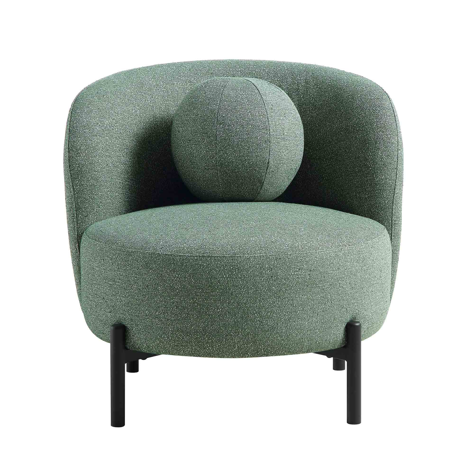 amboise armchair with ball cushion, spruce green textured fabric amboise armchair with ball cushion, spruce green textured fabric
