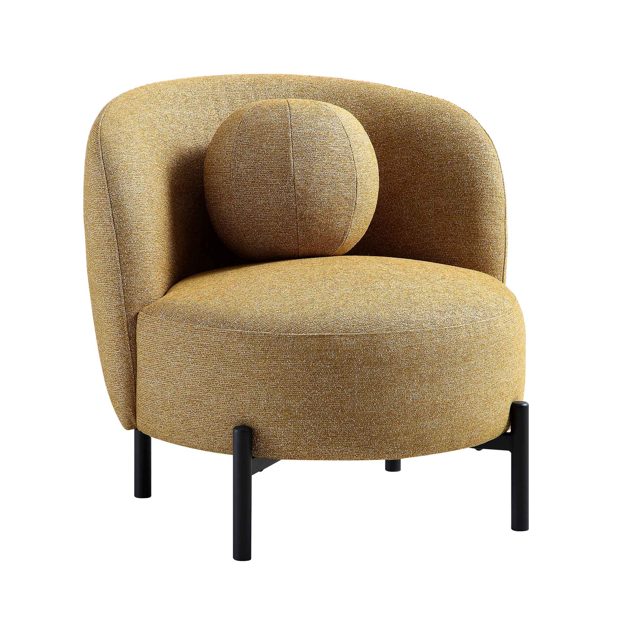 amboise armchair with ball cushion, marigold textured fabric amboise armchair with ball cushion, marigold textured fabric