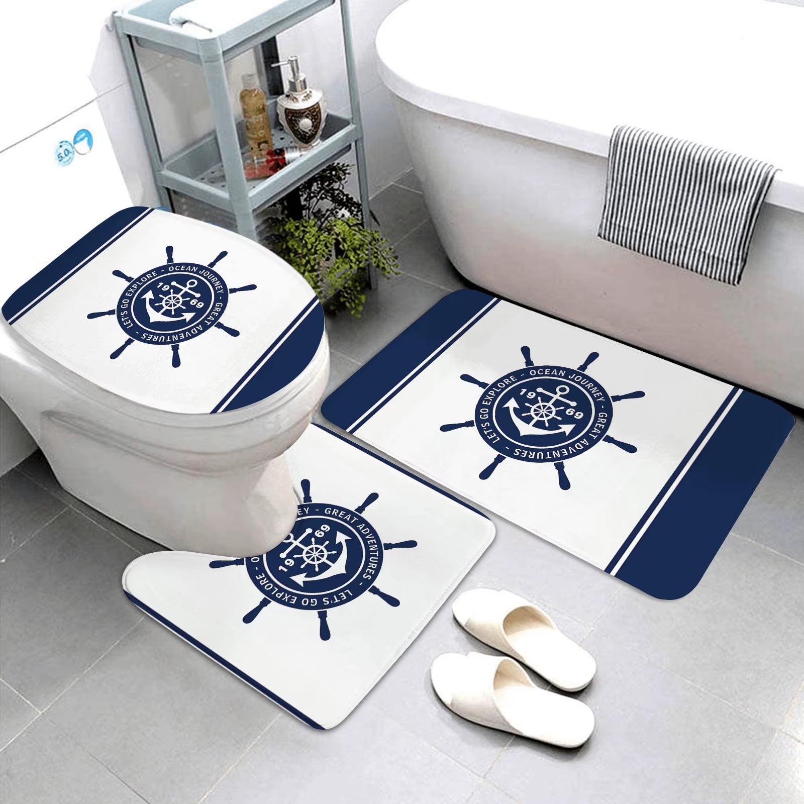 dark blue nautical series bathroom mats bathroom mats three piece set bathroom rugs and mats bathroom products can be customized dark blue nautical series bathroom mats bathroom mats three piece set bathroom rugs and mats bathroom products can be customized