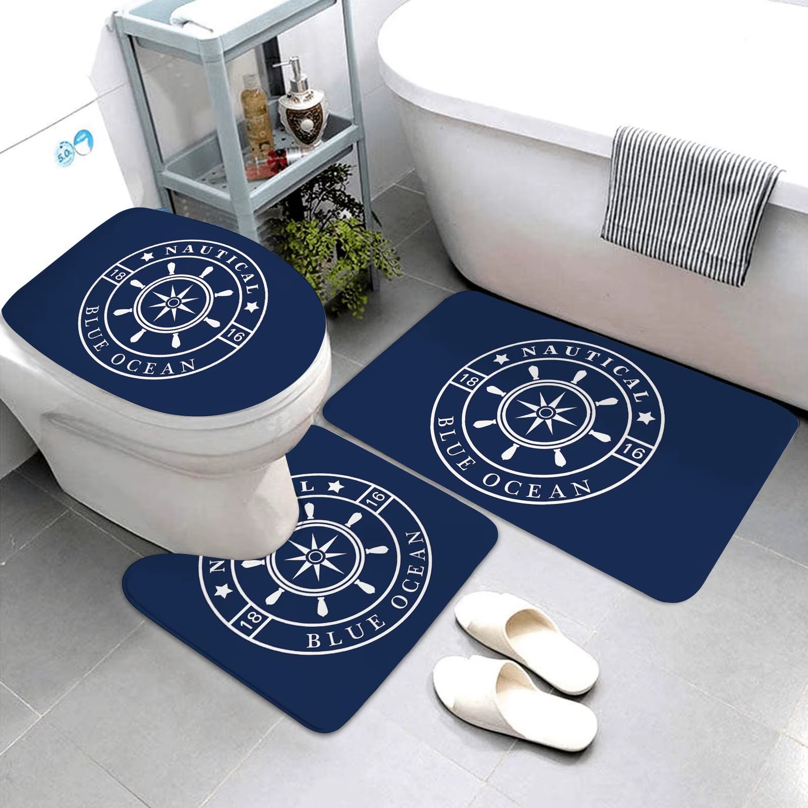 dark blue nautical series bathroom mats bathroom mats three piece set bathroom rugs and mats bathroom products can be customized dark blue nautical series bathroom mats bathroom mats three piece set bathroom rugs and mats bathroom products can be customized