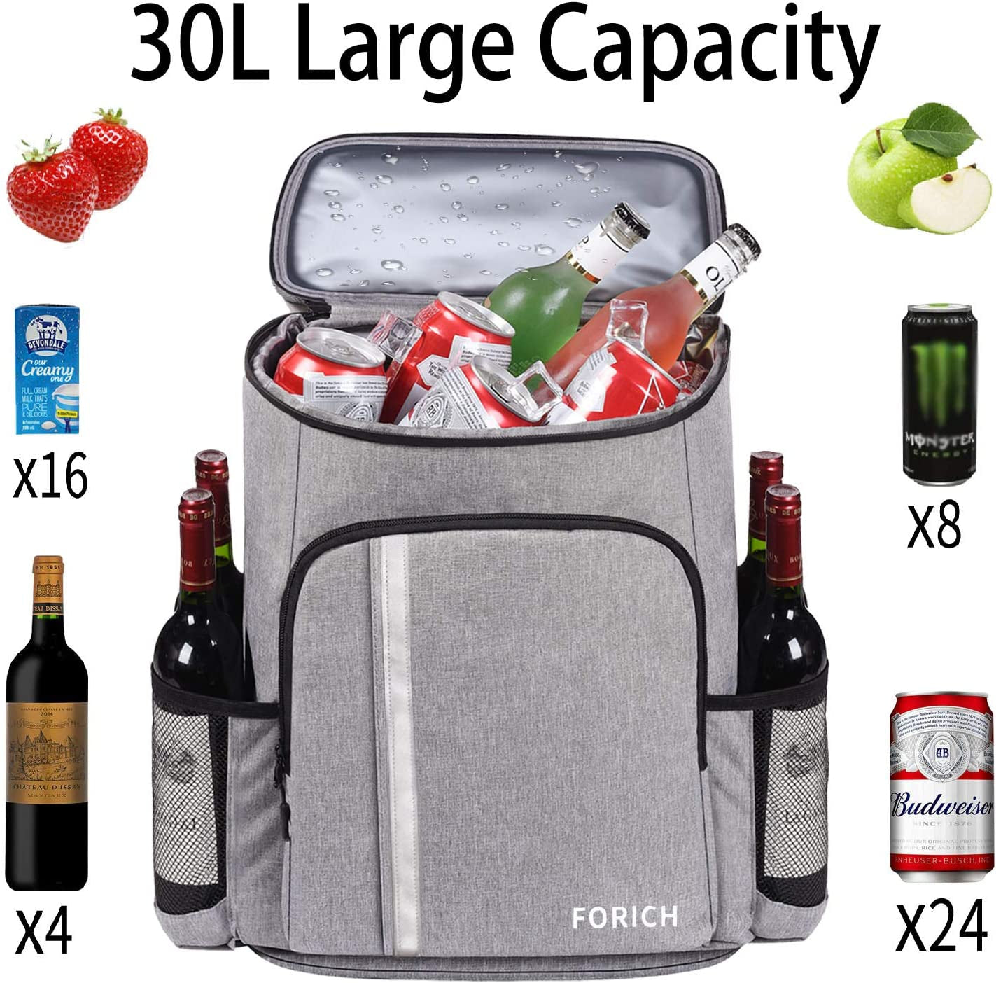 backpack cooler leakproof insulated waterproof backpack cooler bag, lightweight soft beach cooler backpack for men women to work lunch picnics camping hiking, 30 cans backpack cooler leakproof insulated waterproof backpack cooler bag, lightweight soft beach cooler backpack for men women to work lunch picnics camping hiking, 30 cans