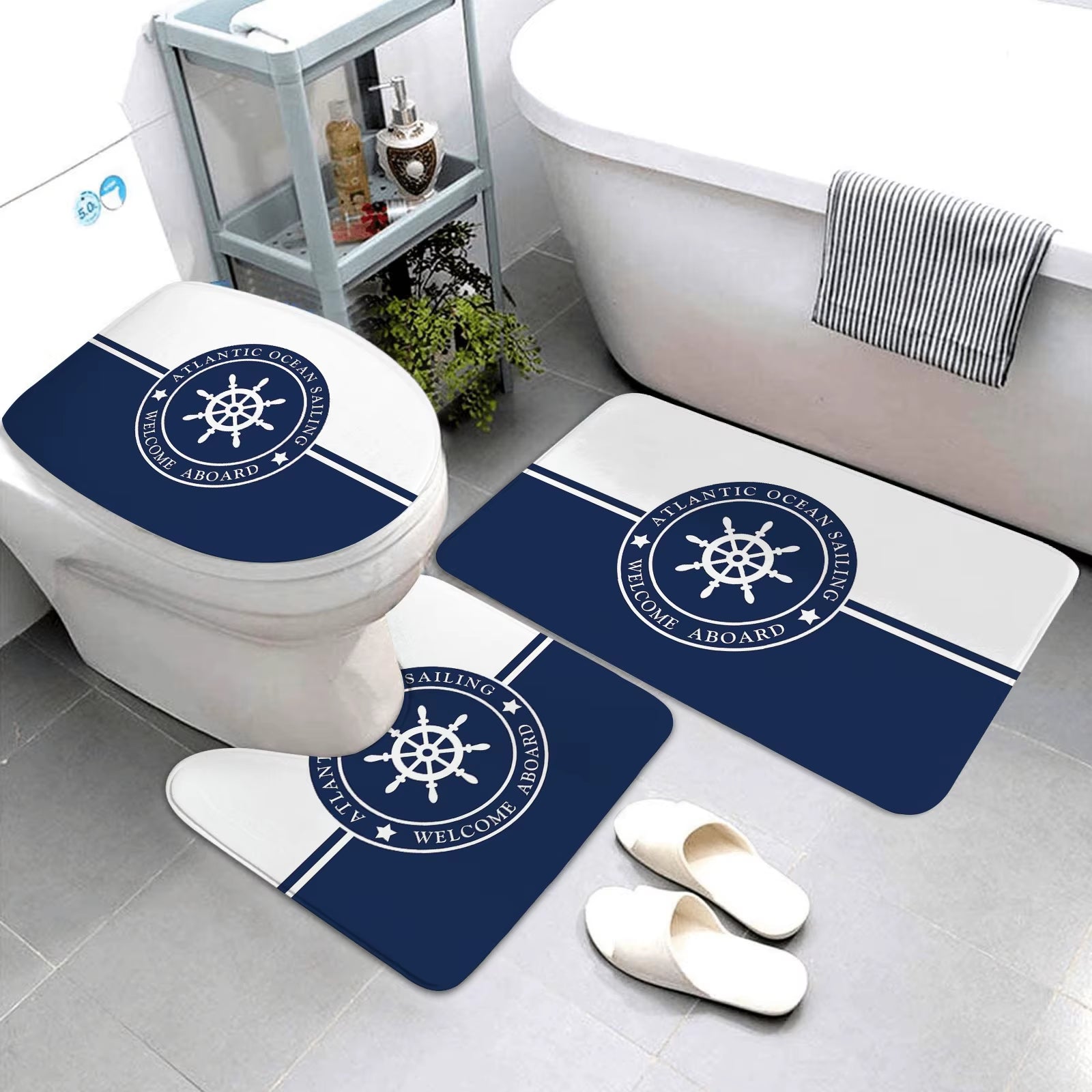 dark blue nautical series bathroom mats bathroom mats three piece set bathroom rugs and mats bathroom products can be customized dark blue nautical series bathroom mats bathroom mats three piece set bathroom rugs and mats bathroom products can be customized