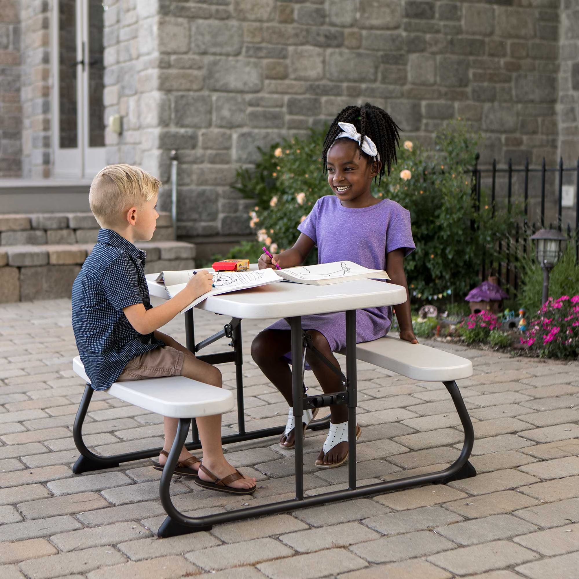 children's polyethylene picnic table, all occasion, almond (260256) children's polyethylene picnic table, all occasion, almond (260256)
