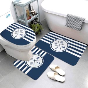 dark blue nautical series bathroom mats bathroom mats three piece set bathroom rugs and mats bathroom products can be customized