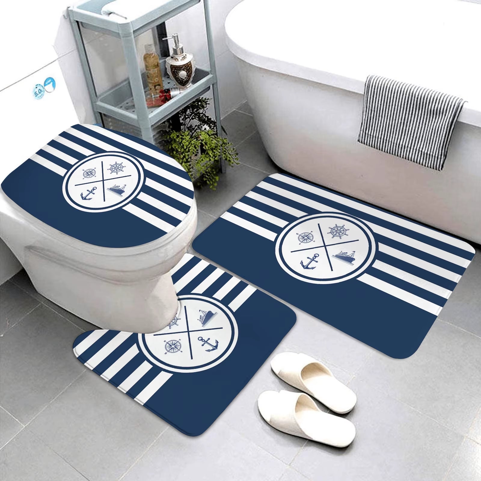 dark blue nautical series bathroom mats bathroom mats three piece set bathroom rugs and mats bathroom products can be customized dark blue nautical series bathroom mats bathroom mats three piece set bathroom rugs and mats bathroom products can be customized