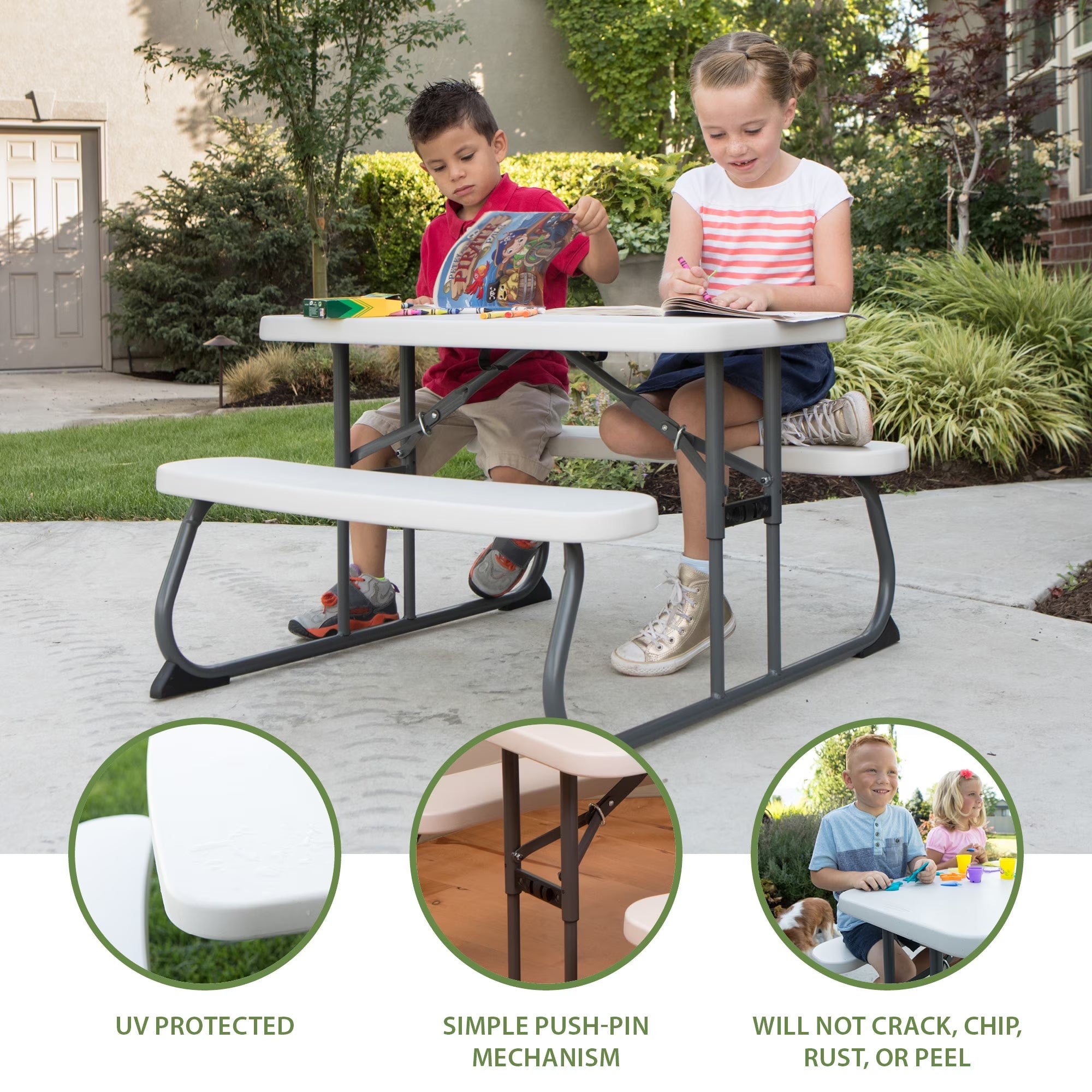 children's polyethylene picnic table, all occasion, almond (260256) children's polyethylene picnic table, all occasion, almond (260256)