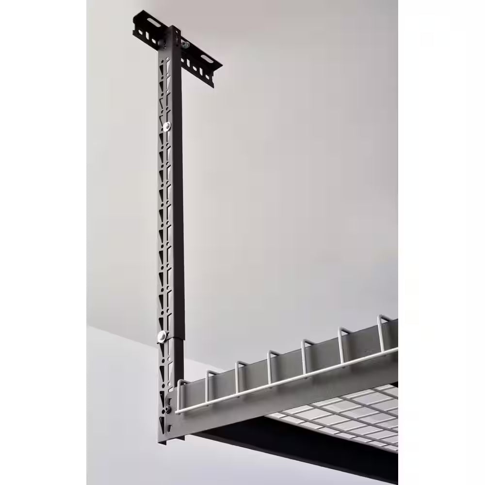 97.5 in. w x 43.75 in. h x 32 in. d adjustable height metal heavy duty overhead garage storage rack in black 97.5 in. w x 43.75 in. h x 32 in. d adjustable height metal heavy duty overhead garage storage rack in black