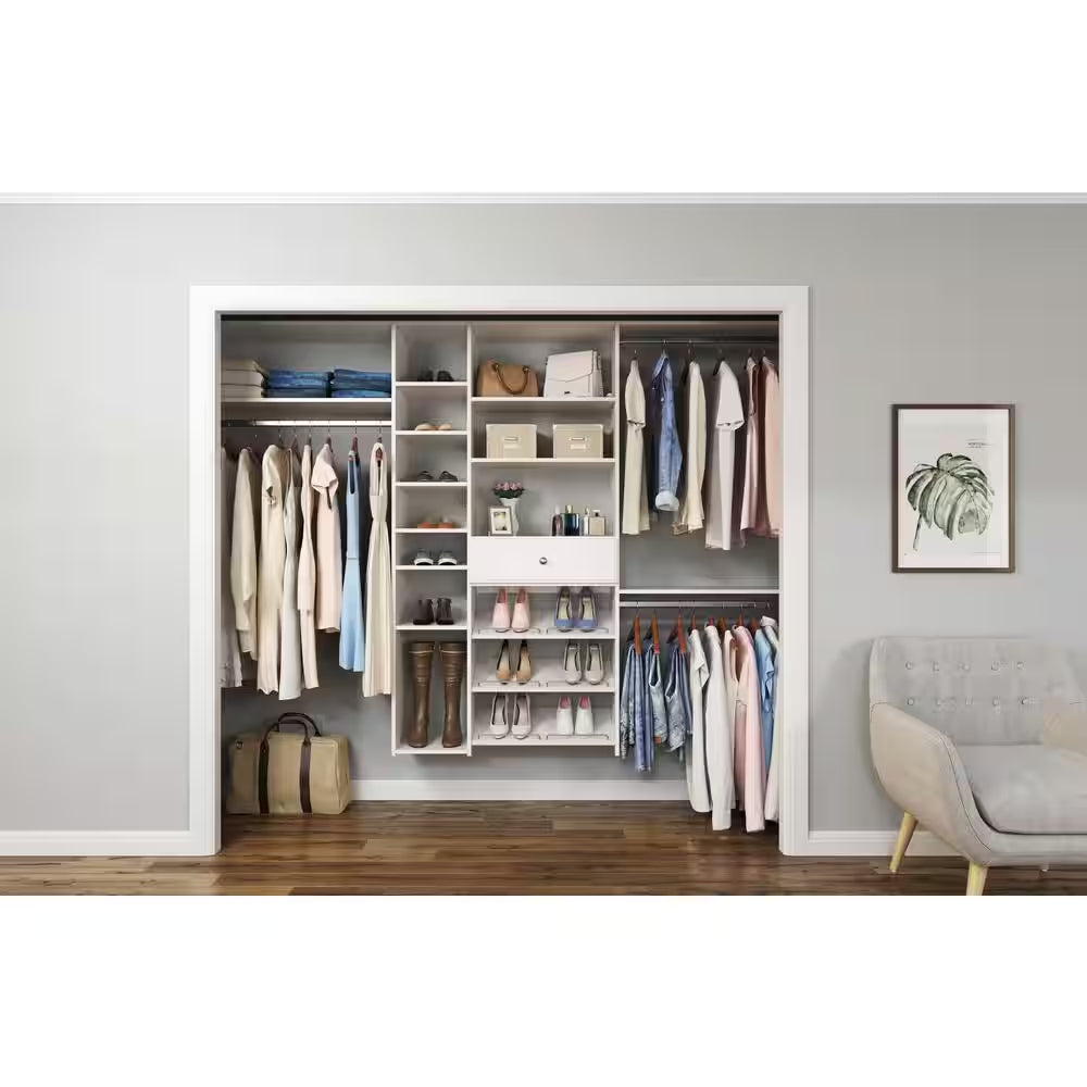 deluxe 60 in. w 96 in. w white wood closet system deluxe 60 in. w 96 in. w white wood closet system