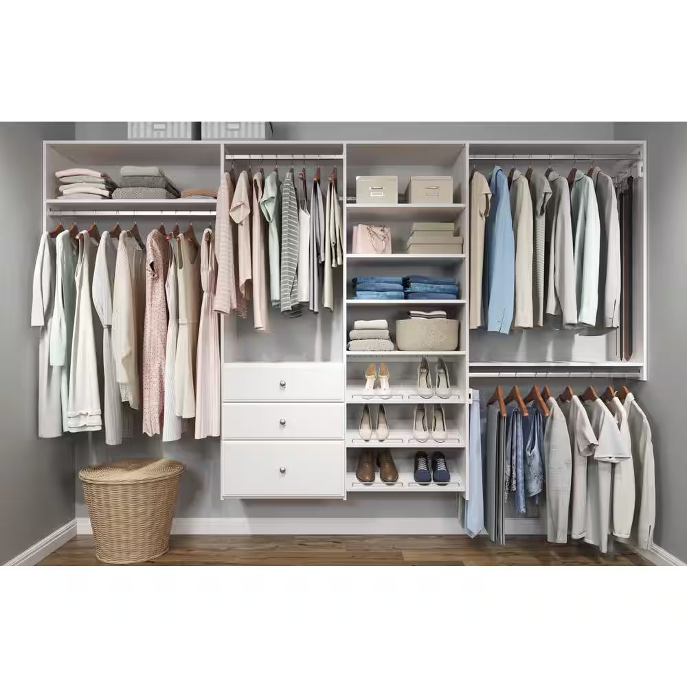 deluxe 60 in. w 96 in. w white wood closet system deluxe 60 in. w 96 in. w white wood closet system