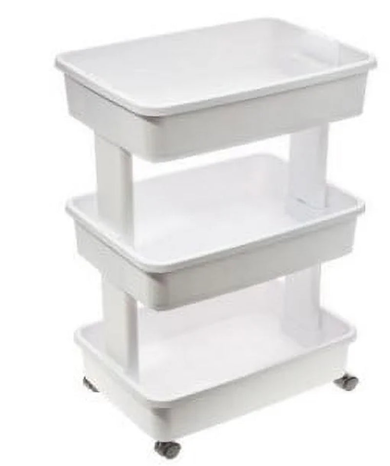 3 tier plastic rolling laundry cart, arctic white 3 tier plastic rolling laundry cart, arctic white