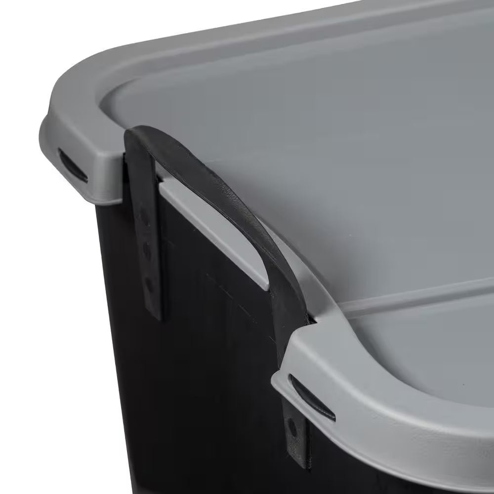 55 qt stackable home organization lidded storage container in black, (6 pack) 55 qt stackable home organization lidded storage container in black, (6 pack)