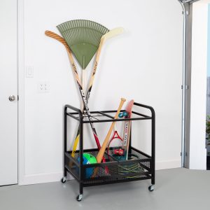 5 divider multi purpose metal garage storage cart with wheels, black