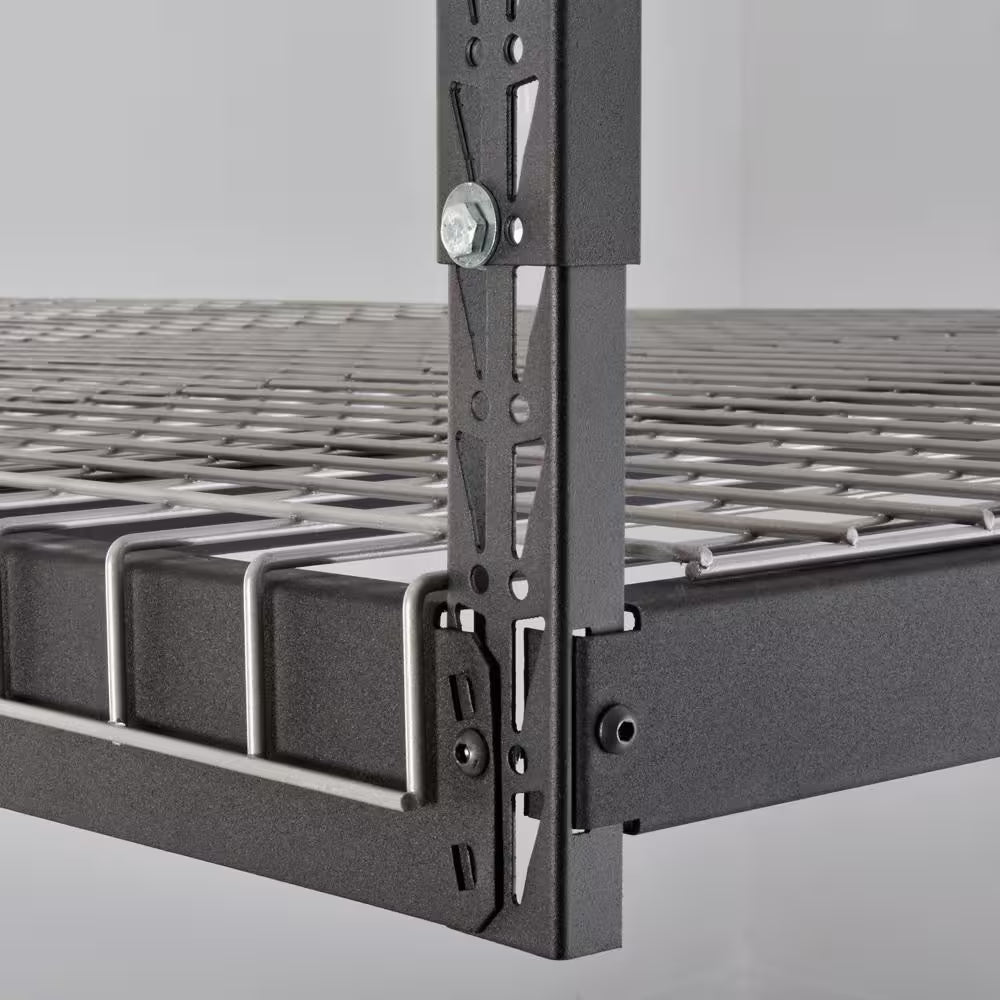 97.5 in. w x 43.75 in. h x 32 in. d adjustable height metal heavy duty overhead garage storage rack in black 97.5 in. w x 43.75 in. h x 32 in. d adjustable height metal heavy duty overhead garage storage rack in black