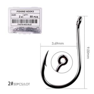 50pcs / 20pcs / box circle carp eyed fishing hook size 2 22# ring eye japan fishhooks fishing hooks single jig fish hook tackle