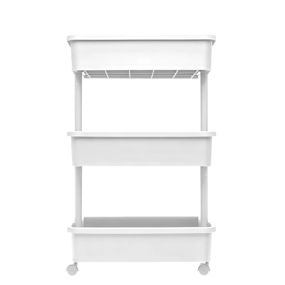 3 tier plastic rolling laundry cart, arctic white 3 tier plastic rolling laundry cart, arctic white