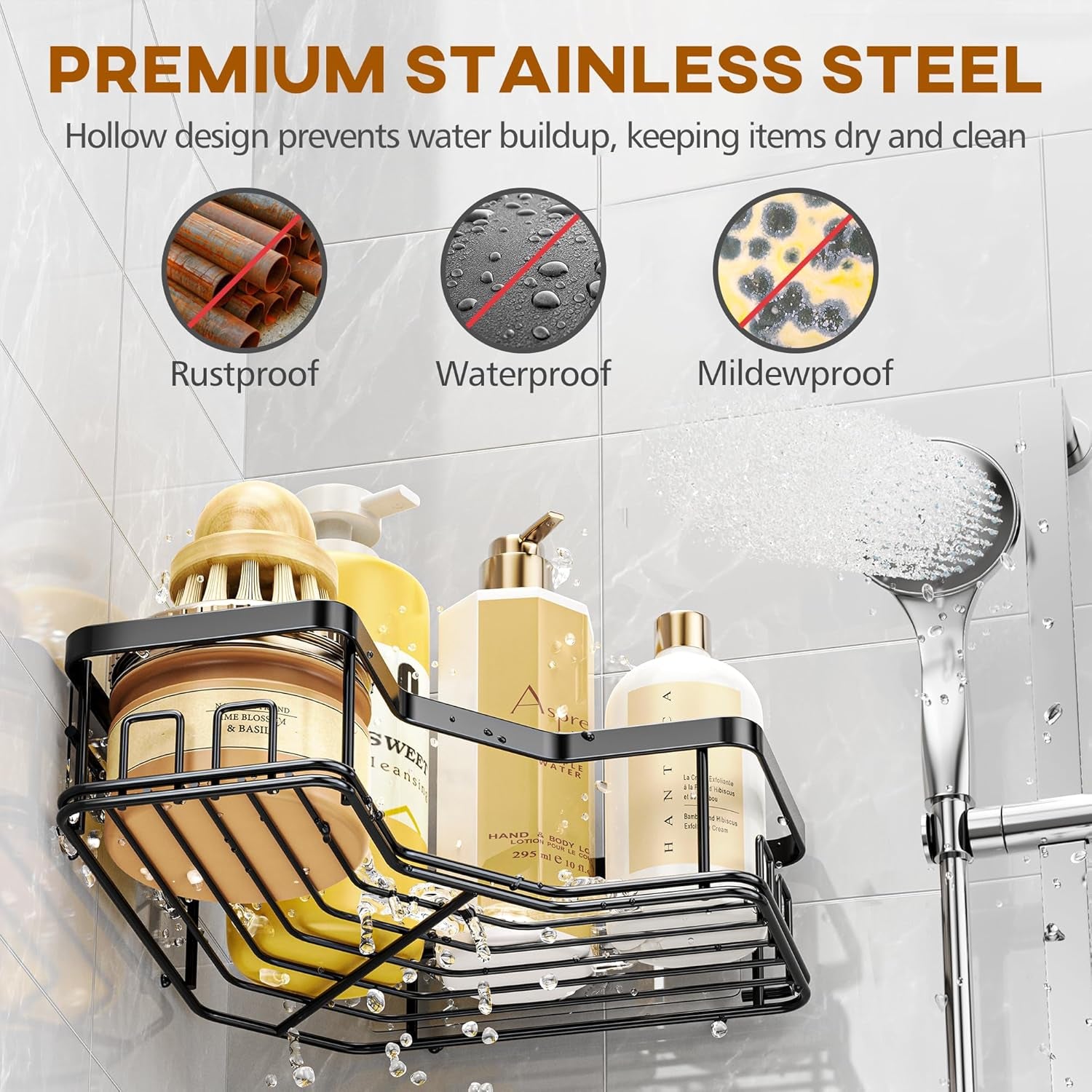 3 pack corner shower caddy with soap holder, large capacity sturdy easy install no drilling stainless steel hold 40 lbs shower organizer shelves rack storage for family renters bathroom, black 3 pack corner shower caddy with soap holder, large capacity sturdy easy install no drilling stainless steel hold 40 lbs shower organizer shelves rack storage for family renters bathroom, black