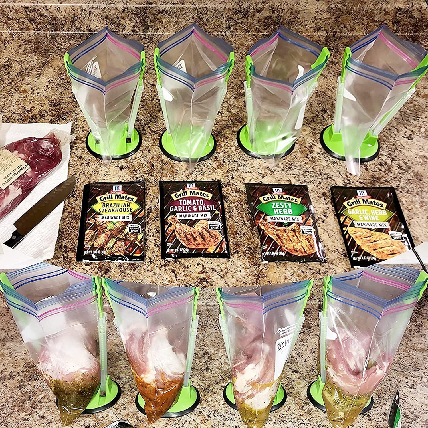 baggy rack holder for food prep/ziplock bag, meal planning/plastic freezer bag holders stand, green, pack of 4 4 pcs baggy rack holder for food prep/ziplock bag, meal planning/plastic freezer bag holders stand, green, pack of 4 4 pcs