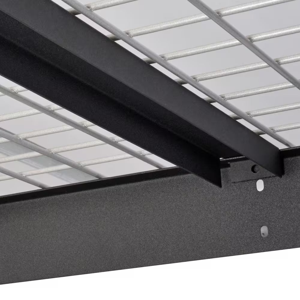 97.5 in. w x 43.75 in. h x 32 in. d adjustable height metal heavy duty overhead garage storage rack in black 97.5 in. w x 43.75 in. h x 32 in. d adjustable height metal heavy duty overhead garage storage rack in black