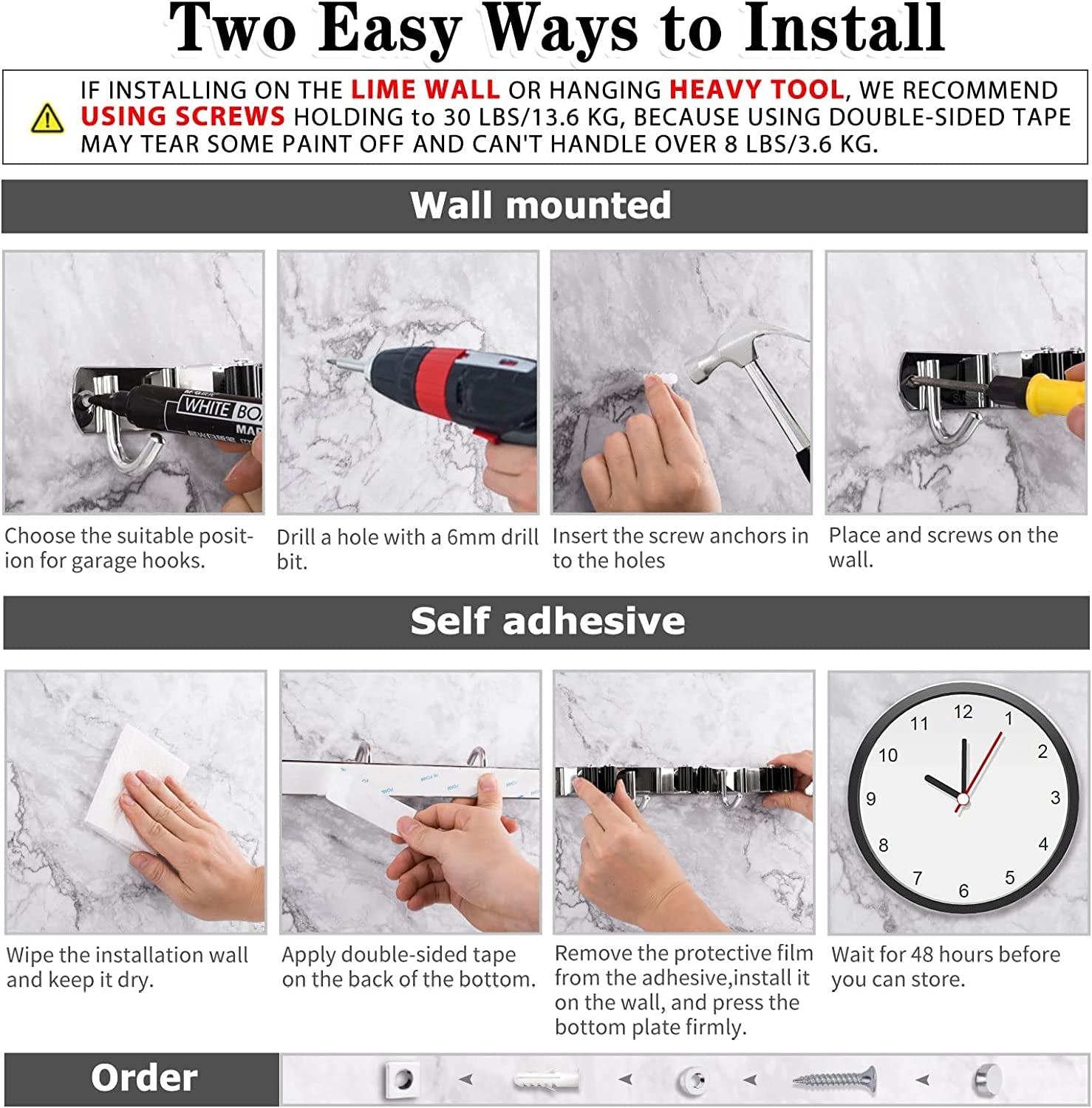 5 racks and 4 hooks mop and broom holder wall mount, broom organizer storage tool racks stainless steel heavy duty hooks self adhesive solid non slip for home kitchen garden laundry garage 5 racks and 4 hooks mop and broom holder wall mount, broom organizer storage tool racks stainless steel heavy duty hooks self adhesive solid non slip for home kitchen garden laundry garage