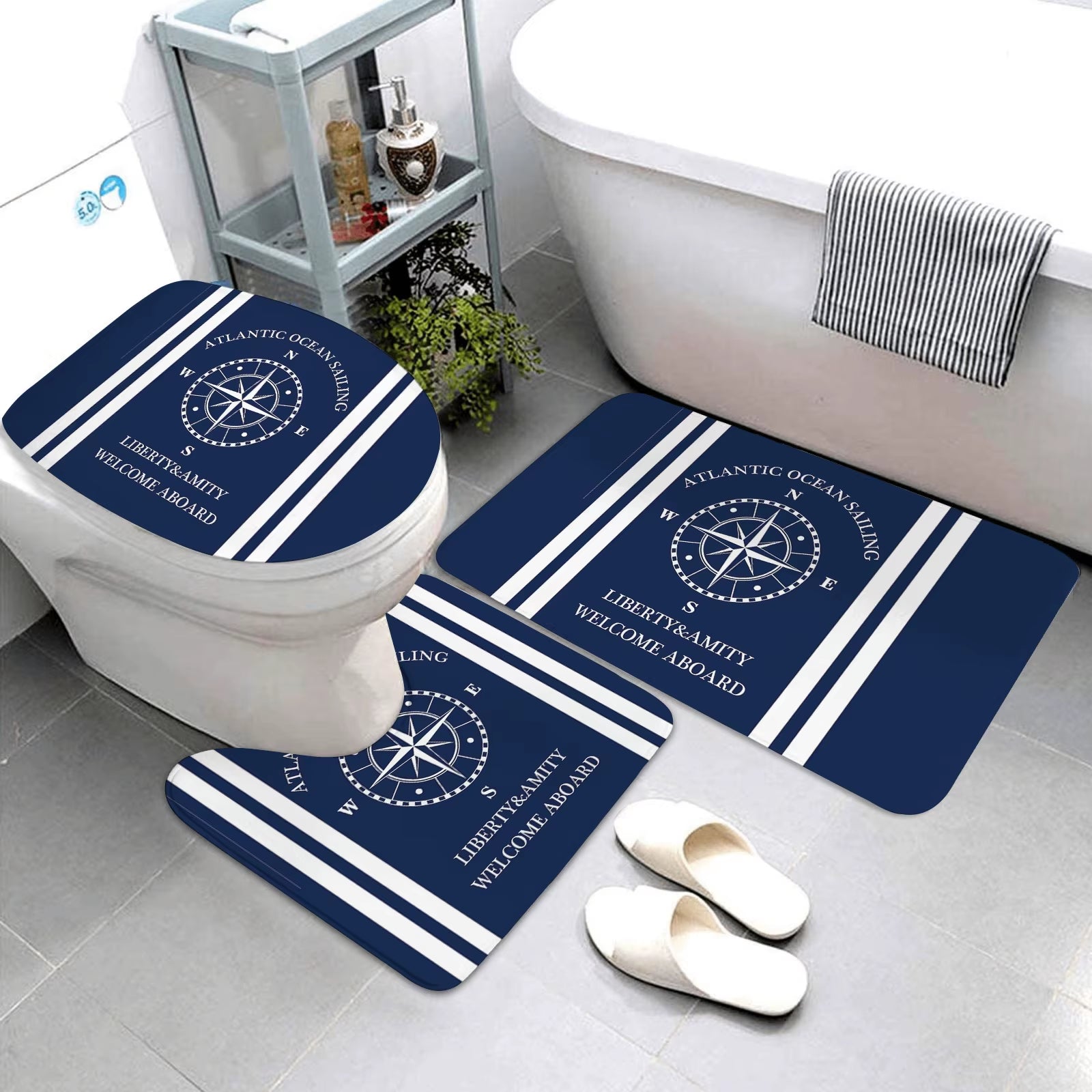 dark blue nautical series bathroom mats bathroom mats three piece set bathroom rugs and mats bathroom products can be customized dark blue nautical series bathroom mats bathroom mats three piece set bathroom rugs and mats bathroom products can be customized